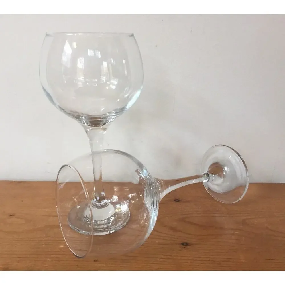 Pair 2 Vintage Bill Healy Signed Stemmed Red Wine Bucket Drinking Glasses Clear